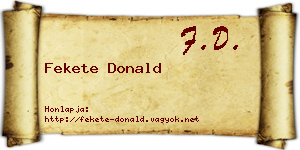 Fekete Donald névjegykártya
